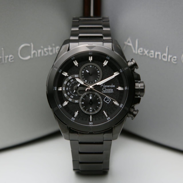 Jam Tangan Pria/Cowok Alexandre Christie AC6508 Full Black.Original Garansi Resmi 1 Tahun