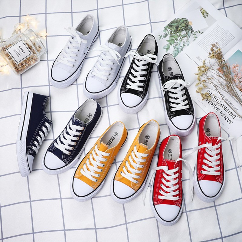 Sepatu Sneakers Kasual Pria Wanita Import Sepatu Tali Sekolah Kekinian Grosir Canvas Cewek Cowok COD Azgalery SPT-06