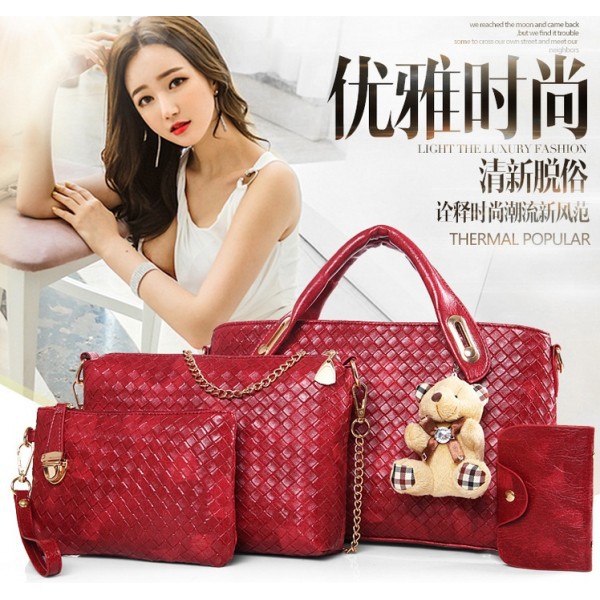 TAS MERAH CABE MUDA WANITA HANDBAGS TOTEBAGS IMPORT MOTIF WARNA NETRAL