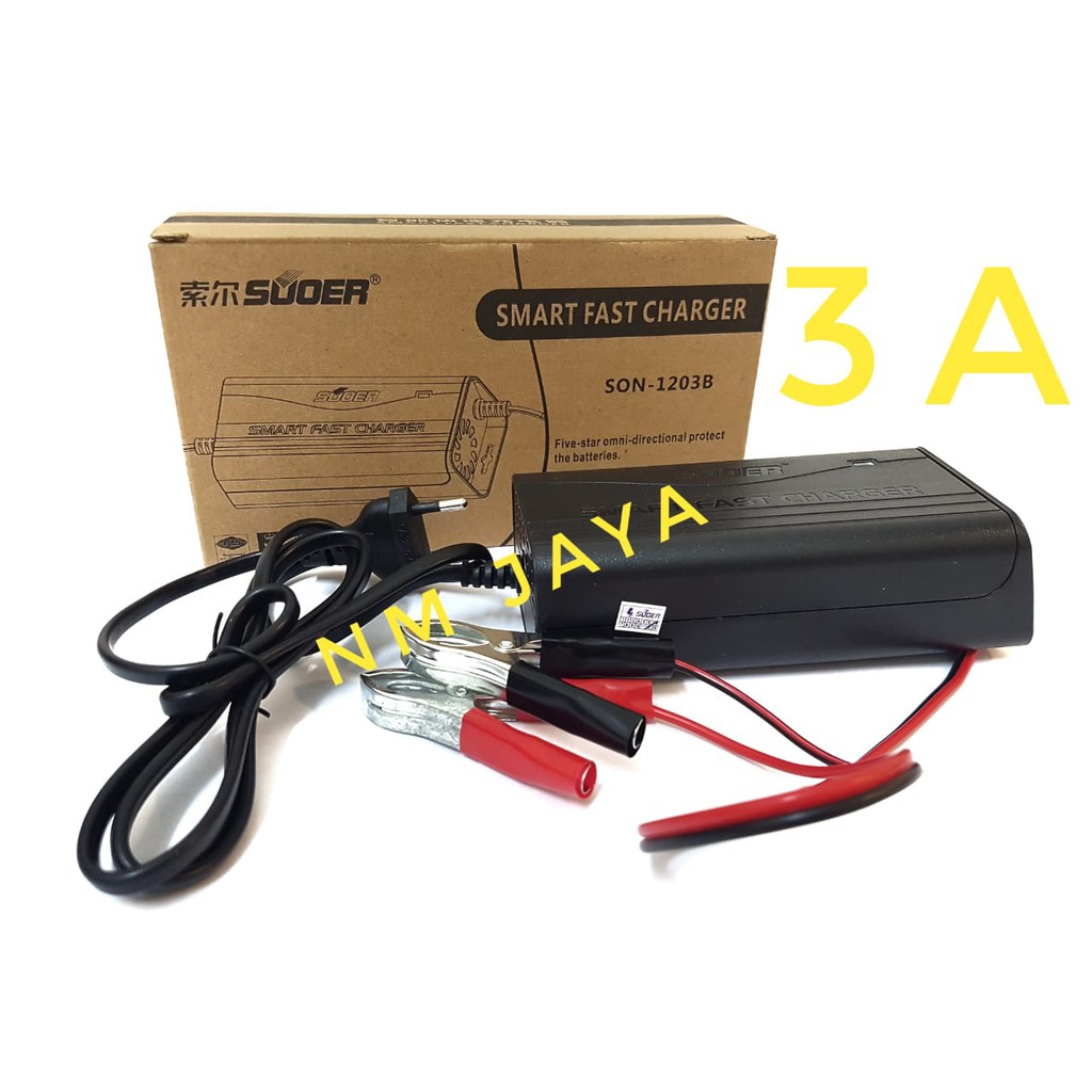 Charger Aki Otomatis 3A Suoer Original Cas Aki Suoer 12V 3A Original