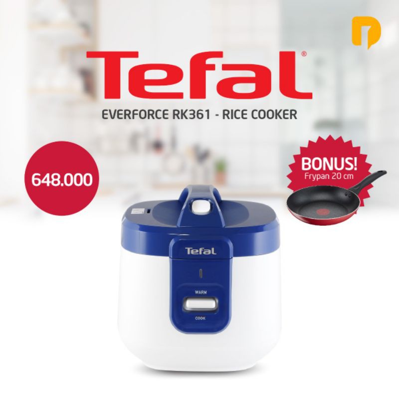 Tefal Rice Cooker RK361 - Penanak Nasi 1.5 Liter Putih Biru