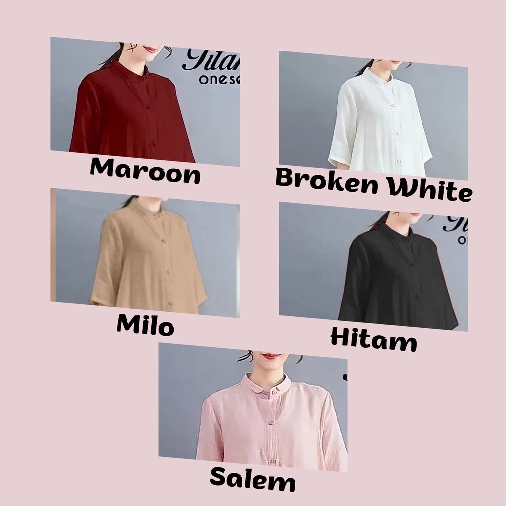 Natania Set Kemeja Kancing Depan + Celana Kulot Panjang Setelan Wanita Busui Jumbo Polos Bahan Katun Rami Premium Terbaru Ld 108 cm /Stelan Remaja Kasual Cewek Kekinian Aneka Warna