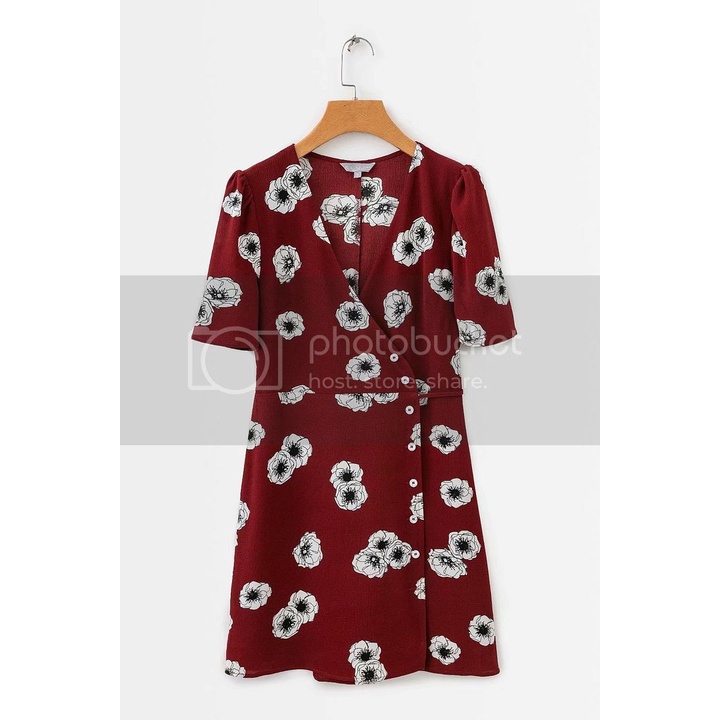 Rosie Red Maroon Flower Pattern Dress