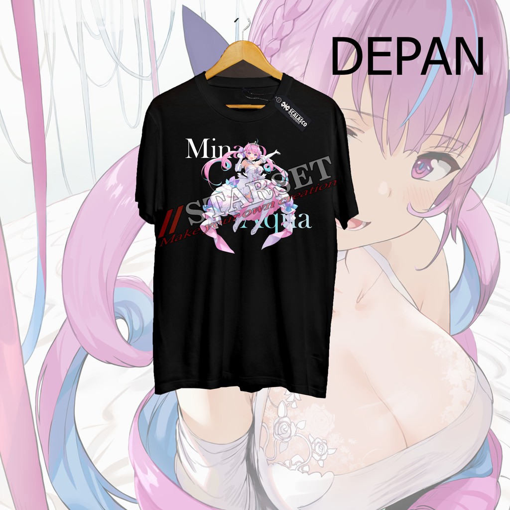 Baju Kaos Tshirt Anime Hololive Minato Aqua 02 - Kaos Vtuber