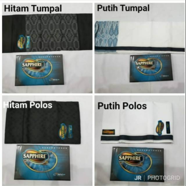 (Sarong Sapphire)Sarung Tenun Sapphire Putih Tumpal  dan Hitam Tumpal