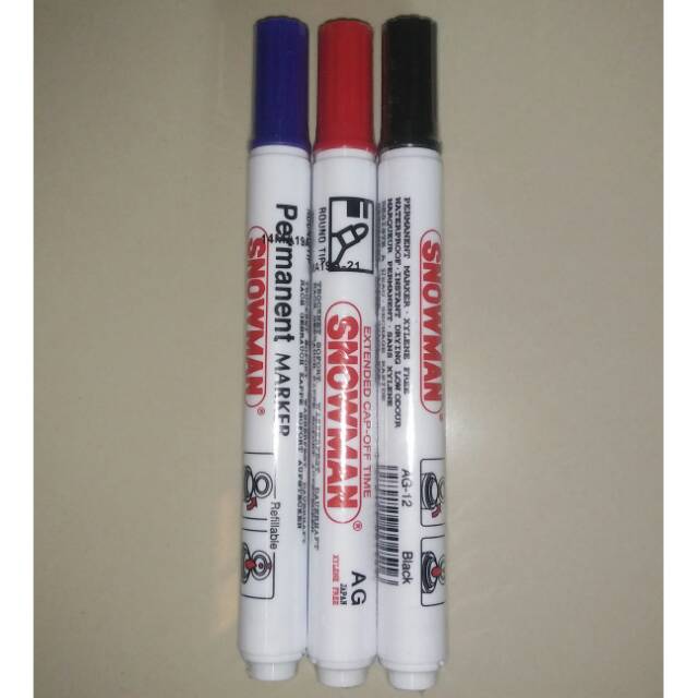 

spidol permanent snowman ready hitam merah biru