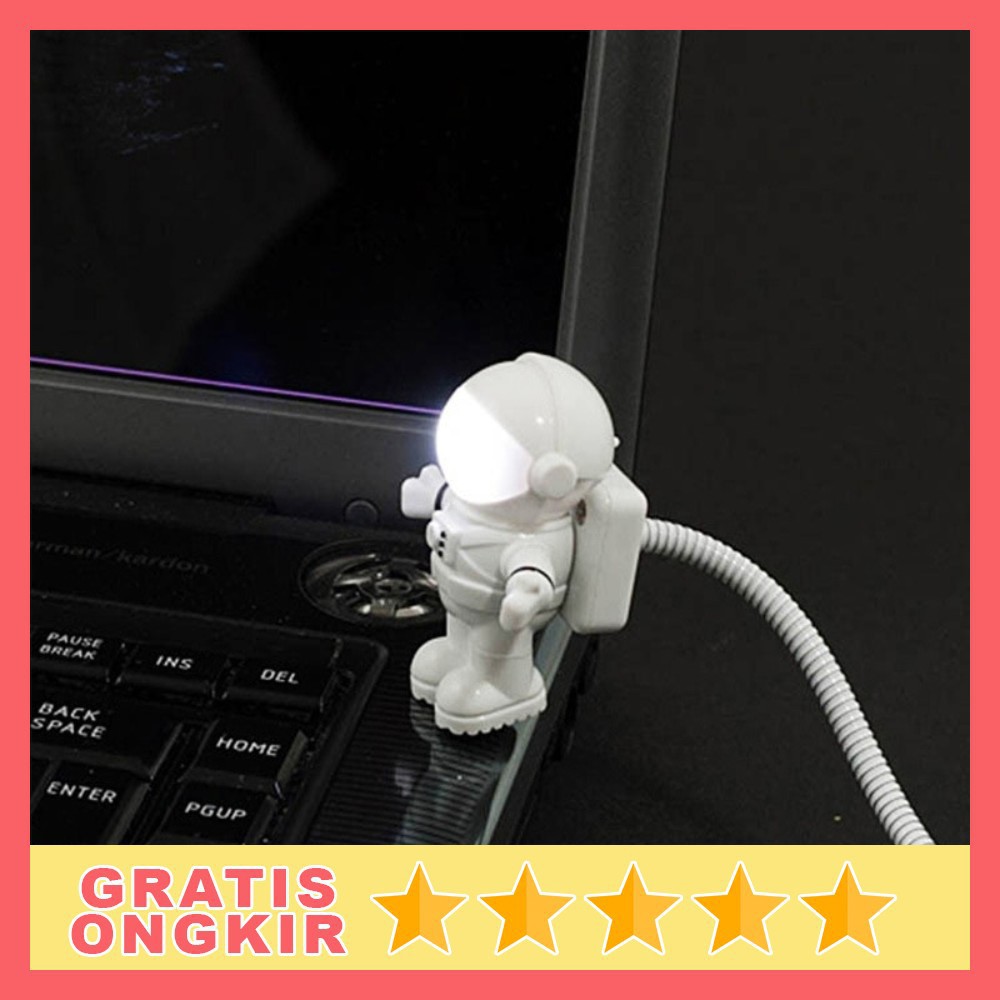 Lampu LED USB Night Light Lamp Flexible Spaceman Astronaut Hias USB Meja X01 Eshoo Gray Grab Medan