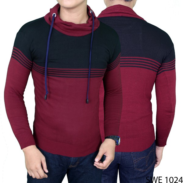 Sweater Casual Keren Pria Rajut Merah Maroon – SWE 1024