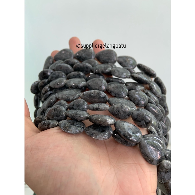 manik Batu alam LABRADOR tetes 20mm abu kilap bahan gelang kalung akik