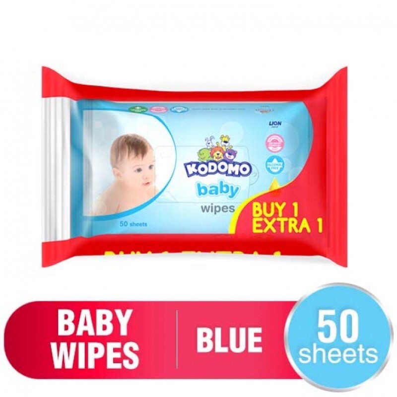 Kodomo Baby Wet Wipes Tissue 50sheets Buy1Get1 - Kodomo Tisu Basah Biru &amp; Pink