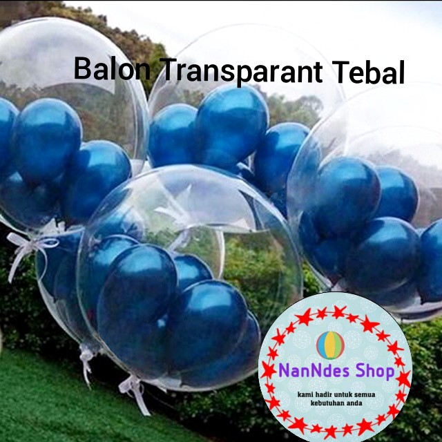 Balon PVC Transparan Bening BOBO 18 INCH 24 INCH JUMBO Kualitas Premium Tebal Balon LED Chrome Stick