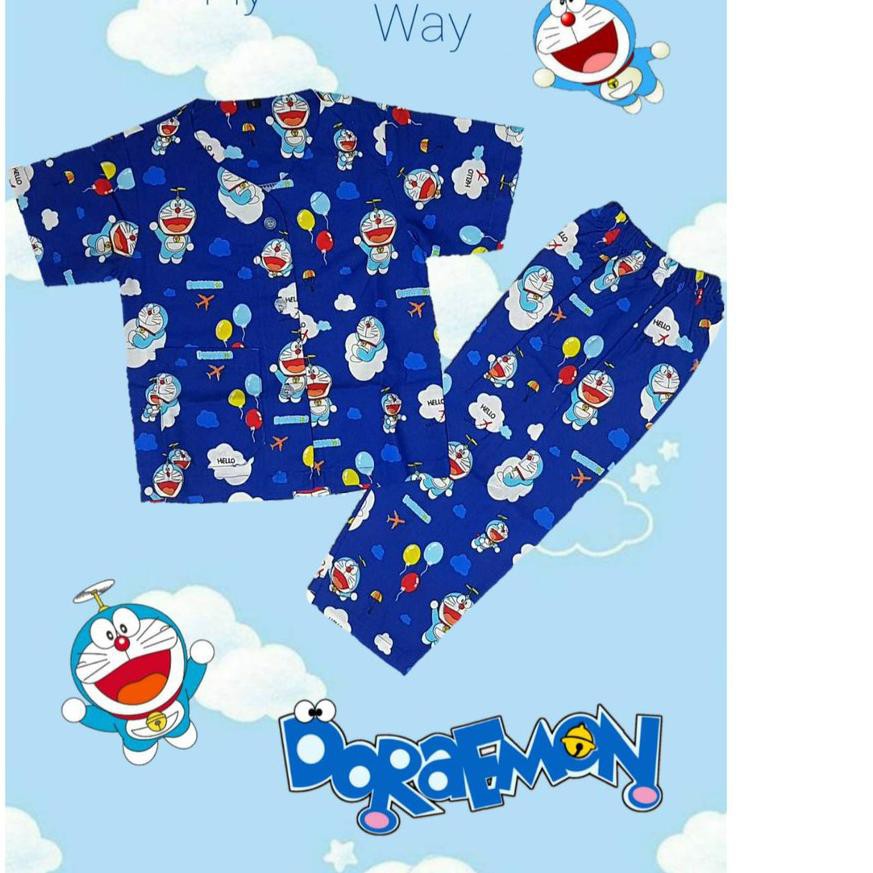 PREMIUM Baju Tidur Piyama Katun Anak Tanpa Kerah Doraemon ...,,