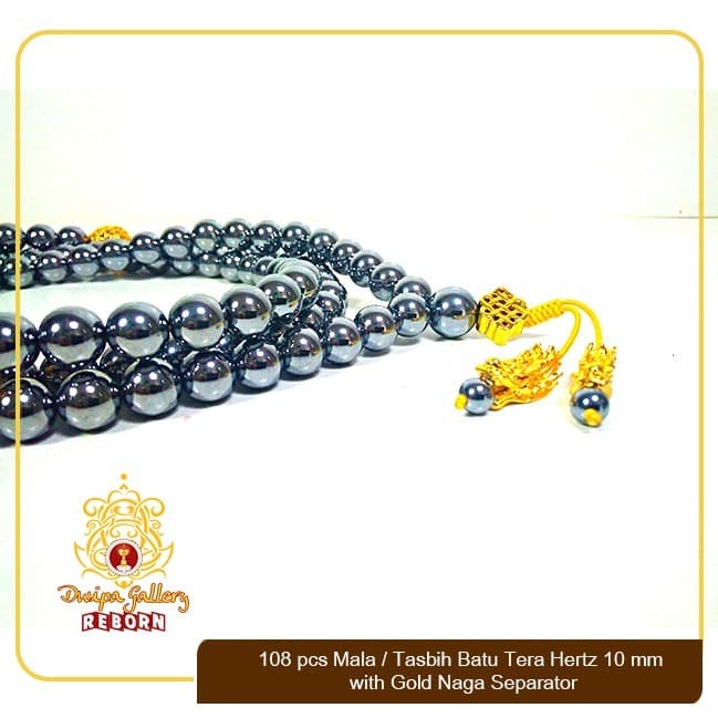 108 pcs Mala / Tasbih Batu Tera Hertz 10 mm with Gold Naga Separator