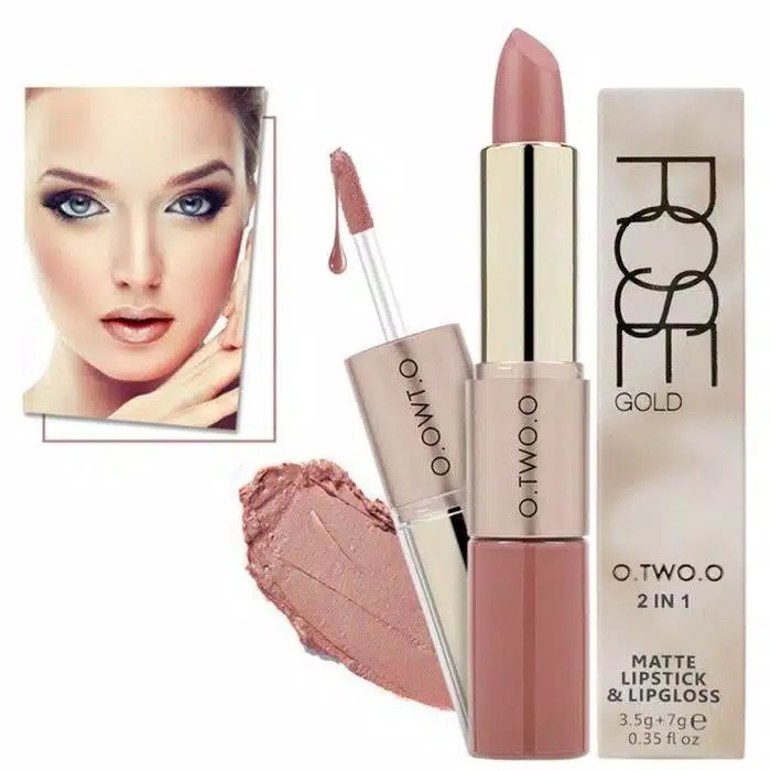 ✅100%ORIGINAL[COD]O.TWO.O (2 in 1) Lipstick Matte and lip gloss 12 Warna