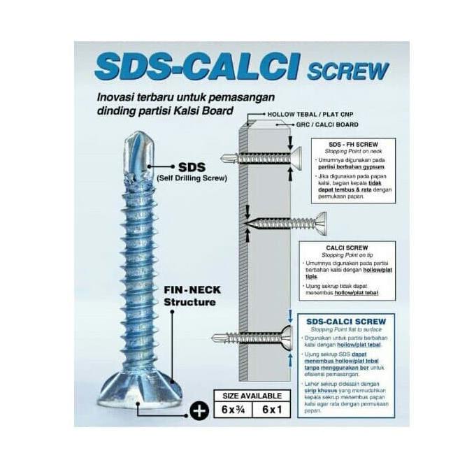 #6X1'' Sekrup Grc Sds / Kalsiboard / Calci Screw