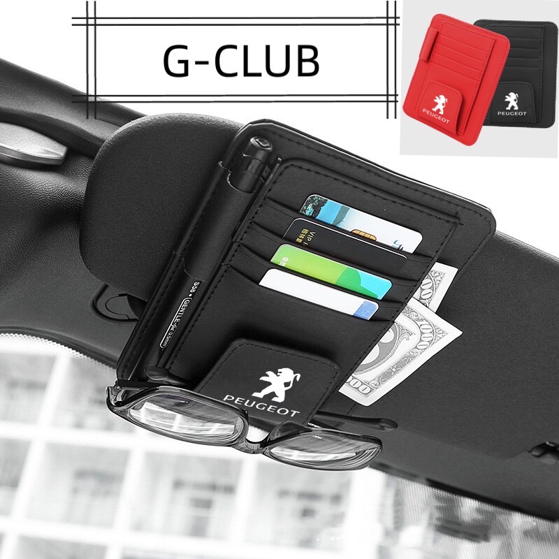 (G-CLUB) Tas Penyimpanan CD / DVD / Kacamata / Pulpen Bahan Kulit Untuk Sun Visor Mobil Peugeot