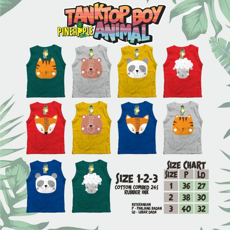 Kaos Kutung Pineapple Kaos Anak Kuntung Tank Top Animal