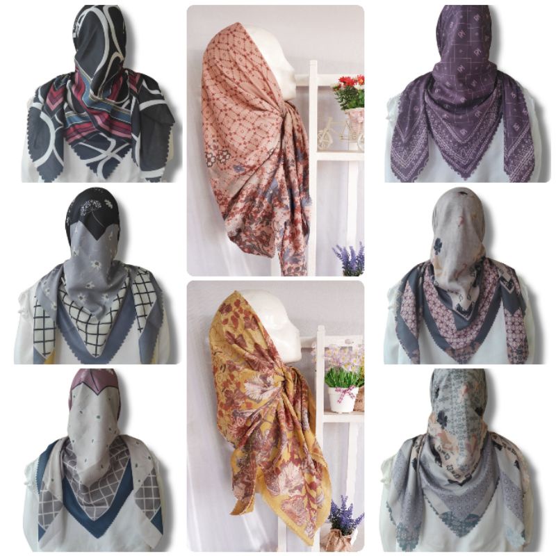 HIJAB SEGI EMPAT LASER CUT VOAL MOTIF KH1176