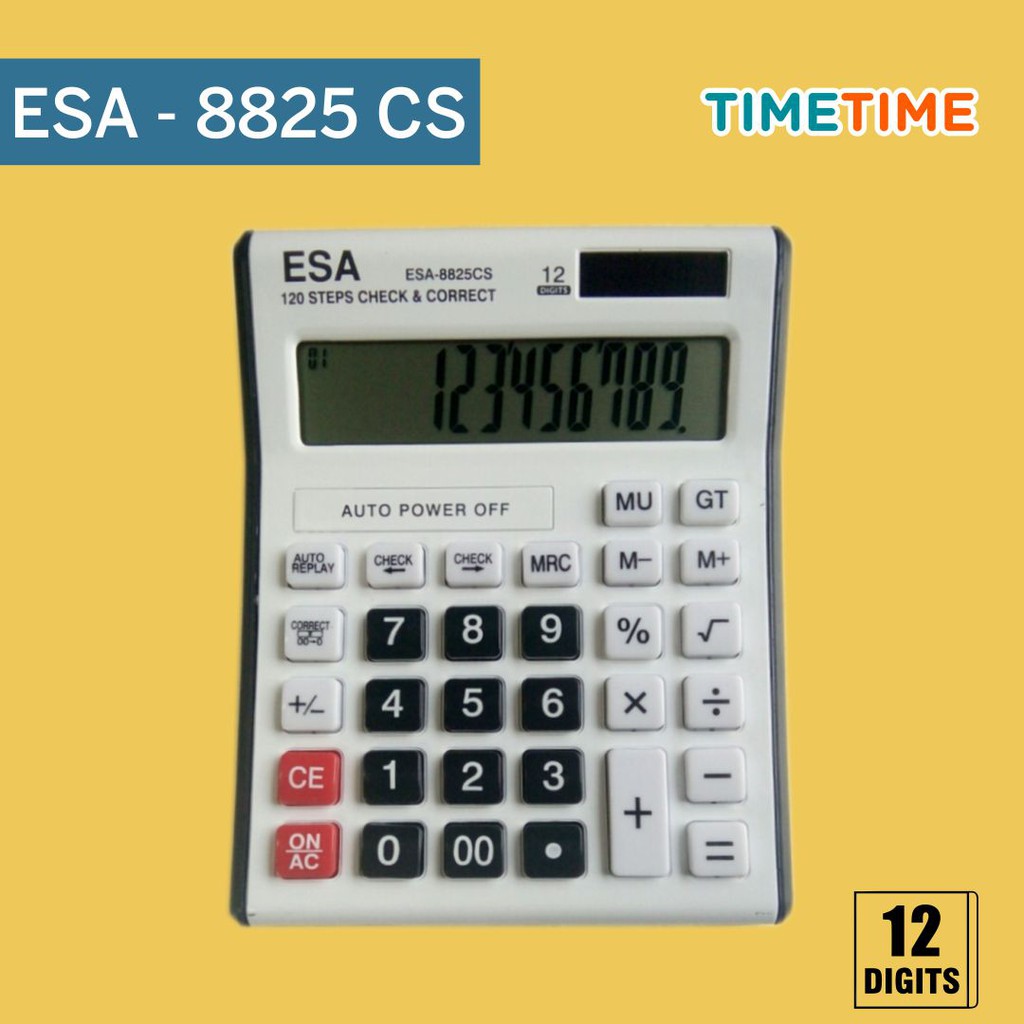 Kalkulator Check Correct 12 Digits Ukuran Besar Kalkulator Dagang ESA 8825 Free Baterai AAA