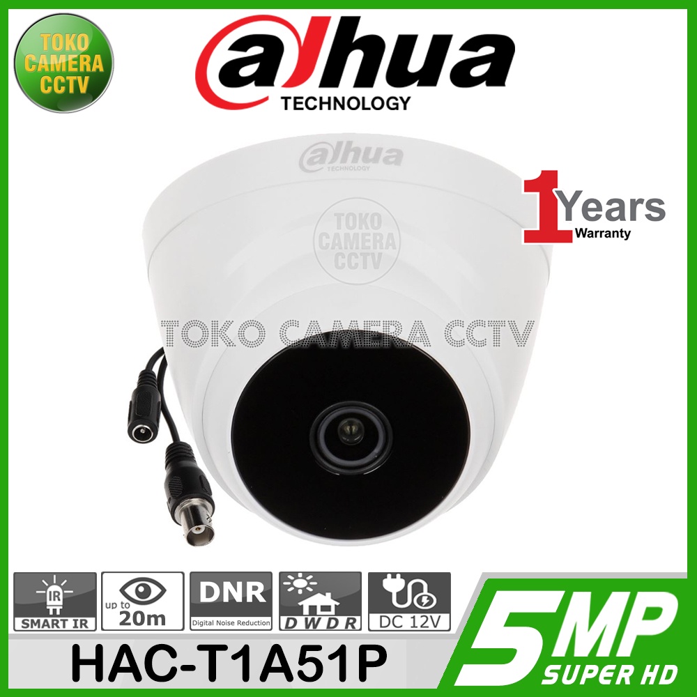 KAMERA CCTV INDOOR 5MP DAHUA HAC-T1A51P HDCVI CAMERA CCTV