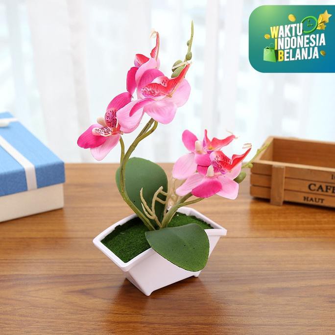 AONEZ PAJANGAN BUNGA ANGGREK HIAS BUNGA PALSU ANGGREK DEKORASI RUMAH - MERAH MUDA