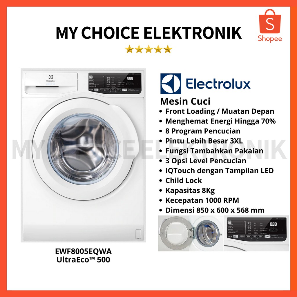 ELECTROLUX Mesin Cuci 8 Kg EWF 8005 EQWA / EWF8005EQWA / EWF 8005EQWA