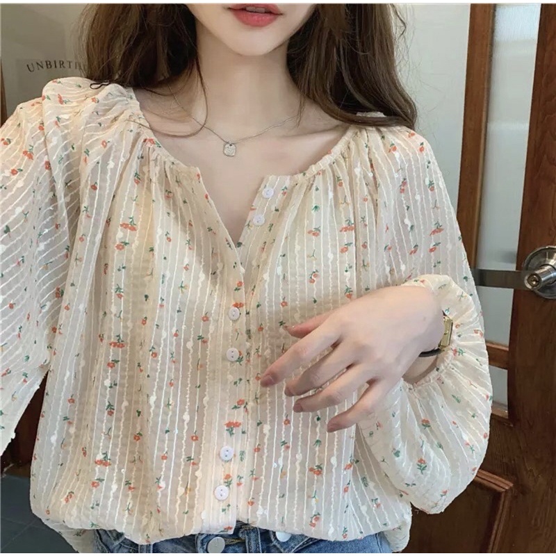 korean floral blouse