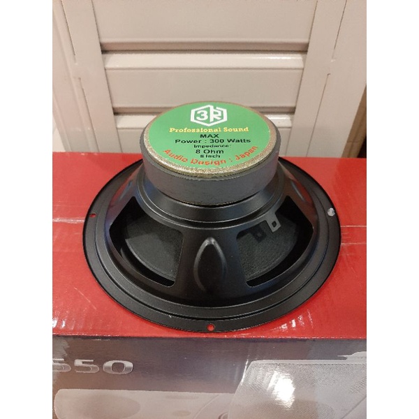 Speaker Component 3R 8 Inch Hitam Woofer Magnet Besar 300 Watt 8 Ohm