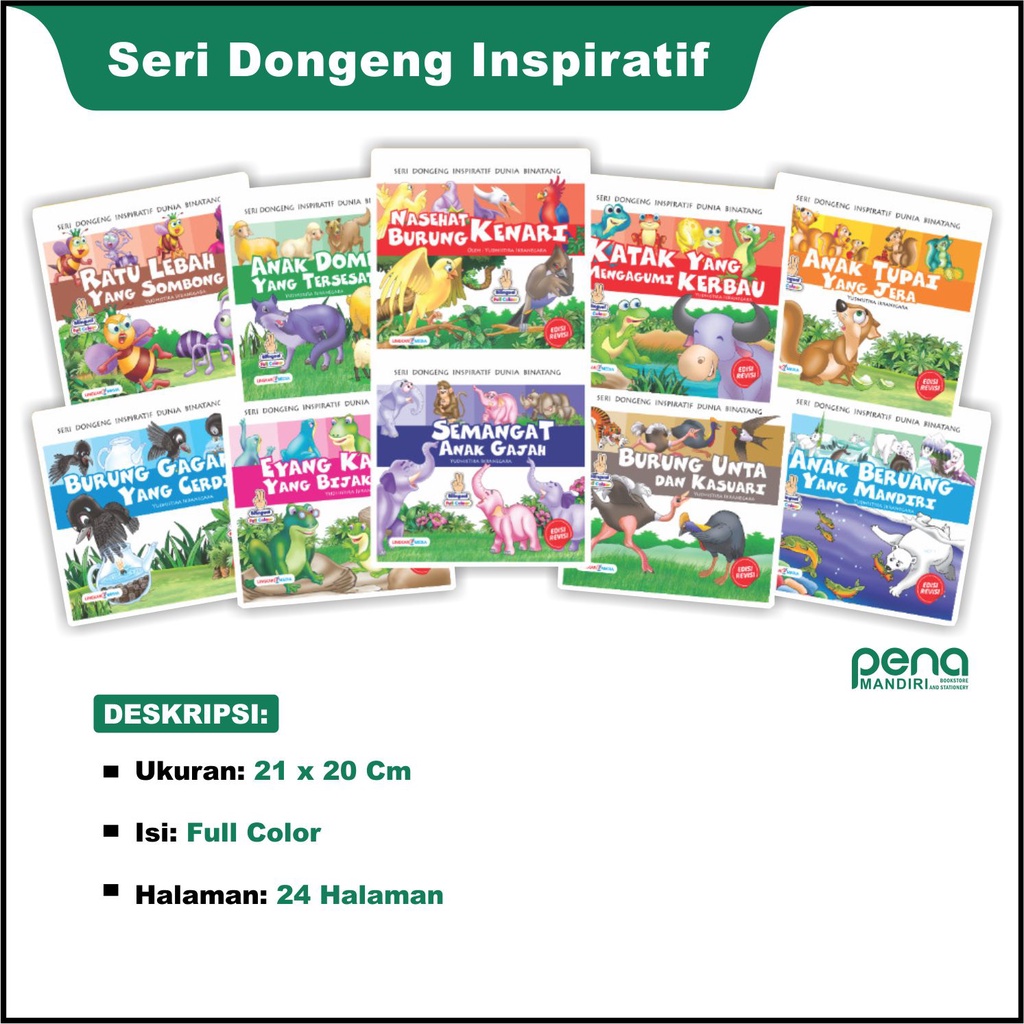 PAH Seri Dongeng Inspiratif Dunia Binatang - Buku Cerita Anak Fabel Hewan Murah Bilingual Full Color