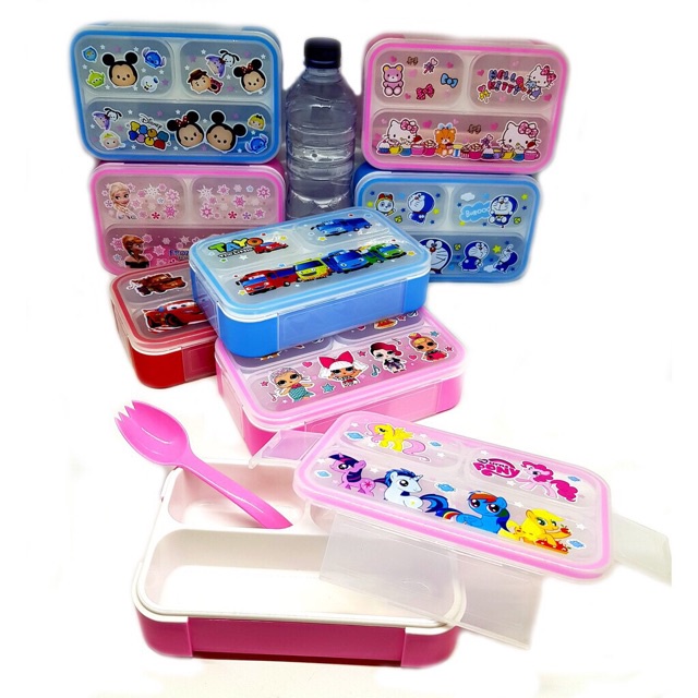 DEOS OFFCIAL -- Kotak Makan 3 Sekat Lunchbox Anak Karakter BPA FREE 500 ML