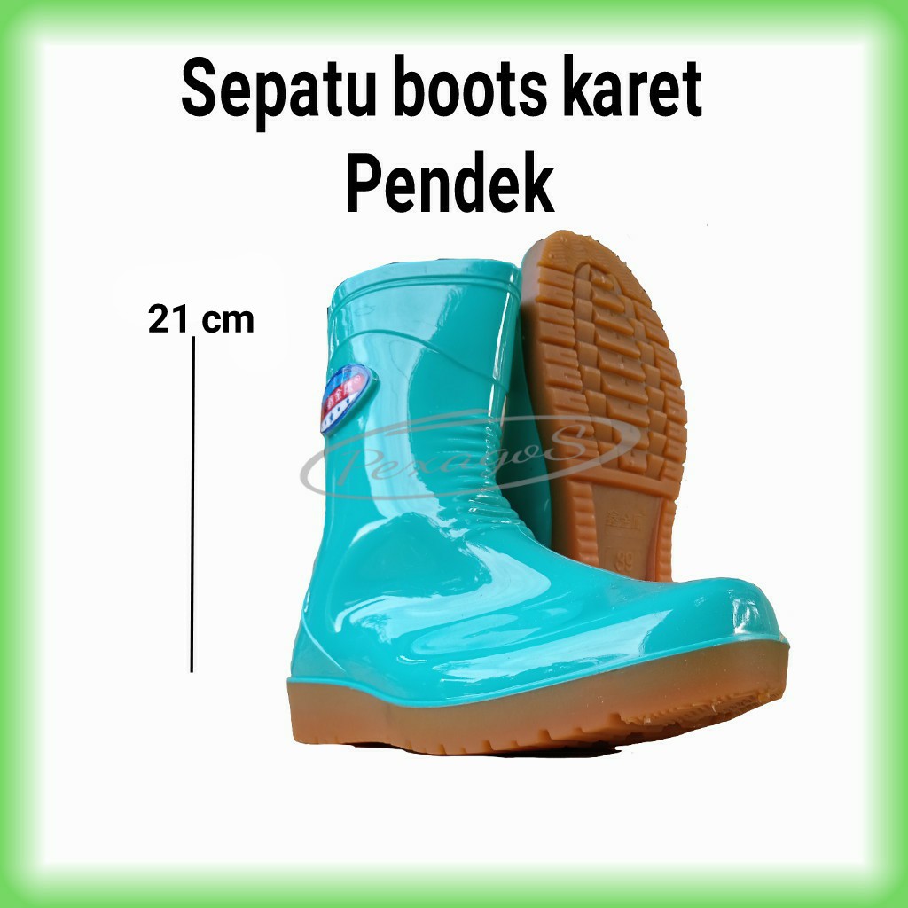 AP BOOTS PENDEK 21cm SEPATU BOOTS WANITA PENDEK SEPATU BOOT KARET PENDEK ANTI AIR HUJAN ((21cm))