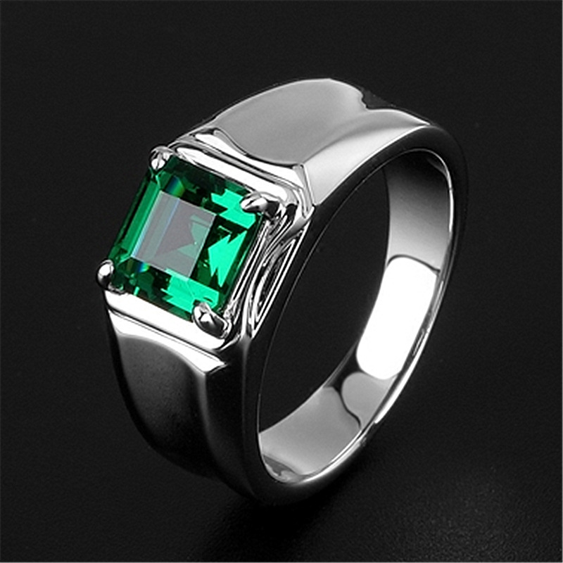 Rubi / Safir / Emerald / Cincin Kasual Emas Putih S925 Perak Pria Wanita Fashion Perhiasan Aksesoris Rings