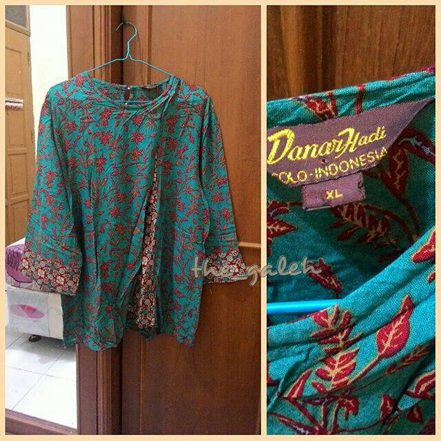 Baju Blouse Batik Cewek Hijau merk Danar Hadi Jumbo Bigsize Big Size Plussize Bagus Murab