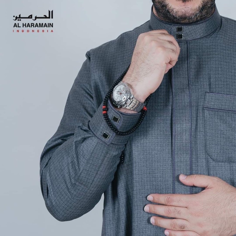 Jubah Gamis Al Haramain Original Woll Wool Abu-abu 54/22