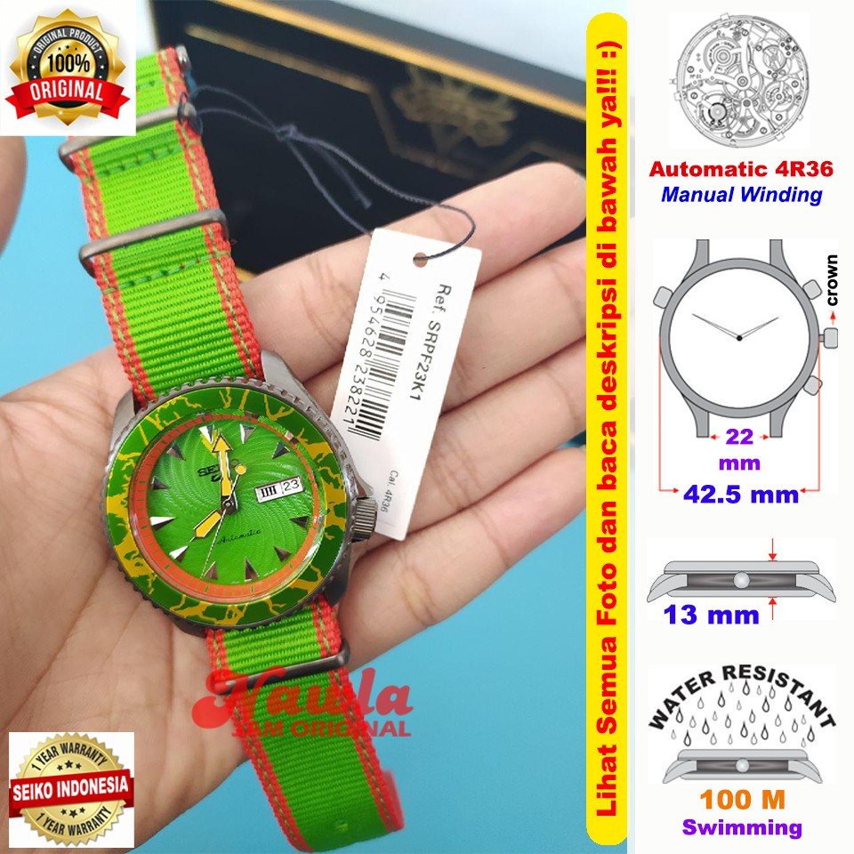 Seiko 5 Street Fighter SRPF23K1 Blanka Green - Jam Tangan Pria SRPF23