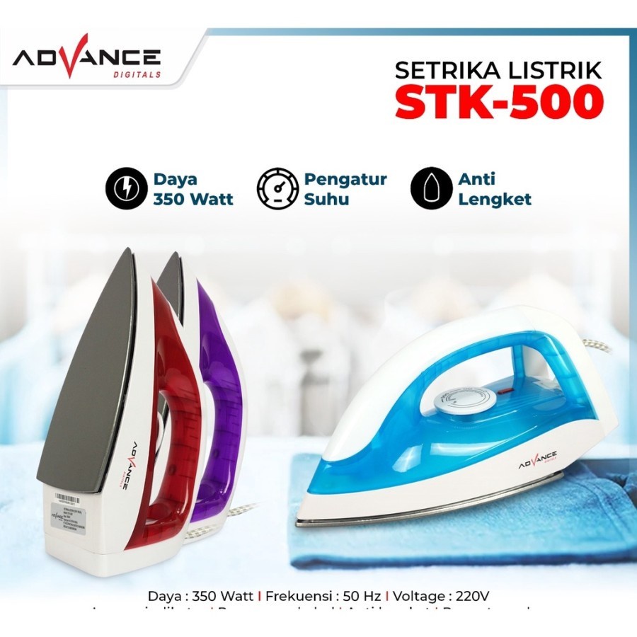 Gosokan Setrika Pakaian Advance STK-500 Dry Iron Anti Lengket Original