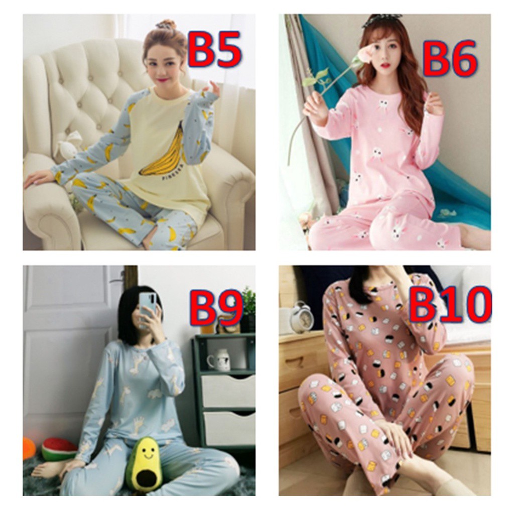 RSB BT077 Baju Tidur Set Lengan Panjang Motif Karakter Lucu