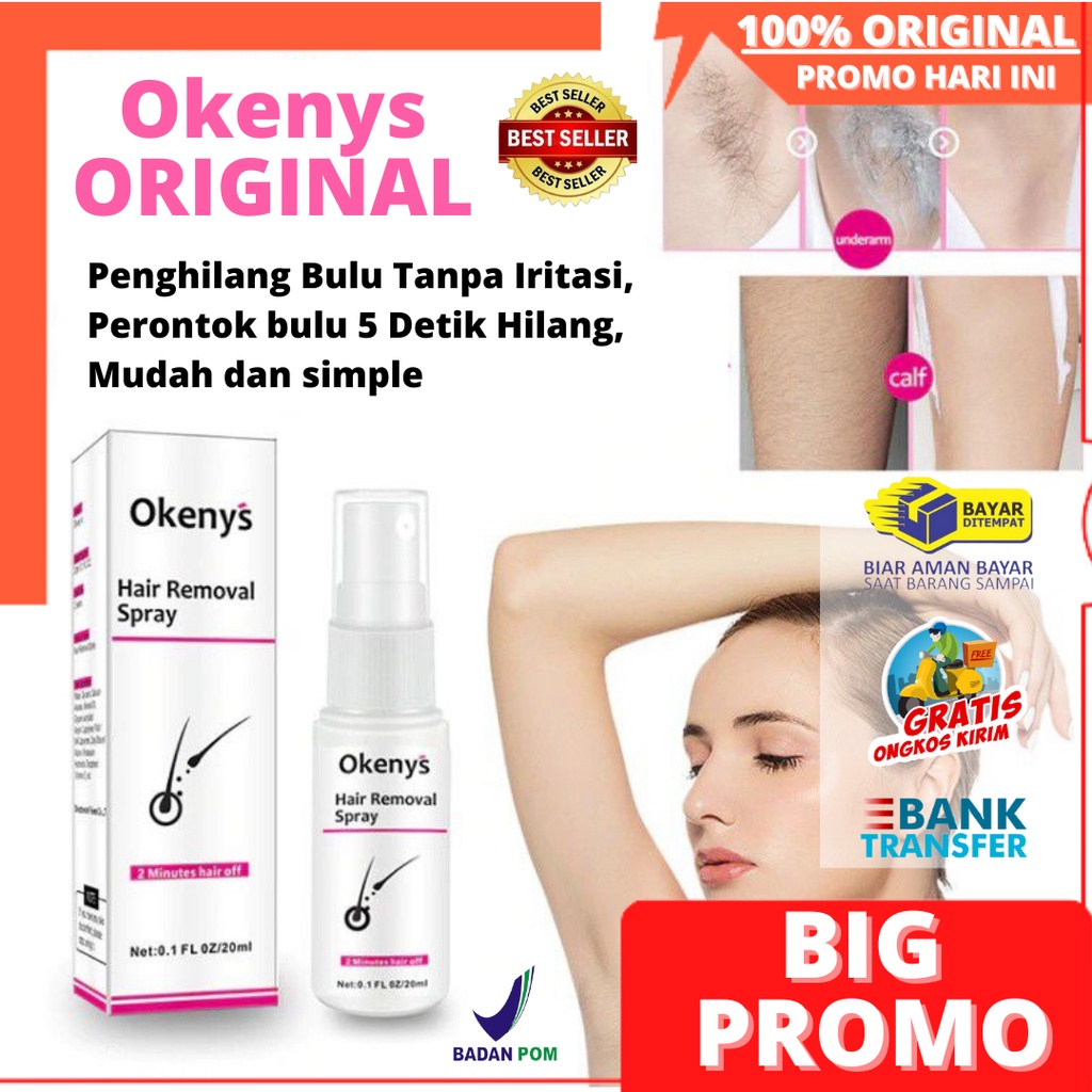 Okenys Hair Removal Spray | Spray Penghilang Bulu Tanpa Iritasi | Perontok bulu | Aman | 100% Original | Bisa COD