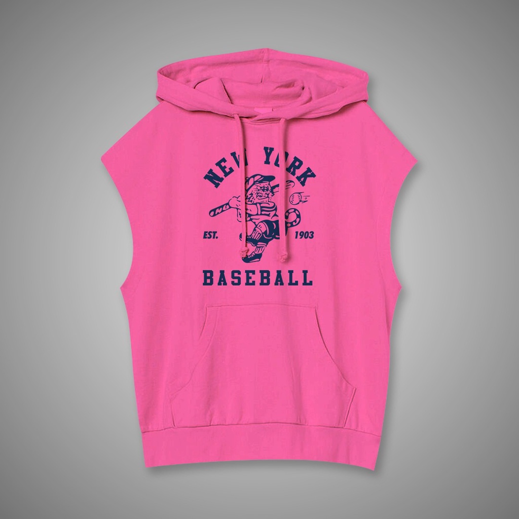 SLEEVELES ROMPI HOODIE NEWYORK BASEBALL UNISEX FLEECE TEBAL MURAH TERBARU'