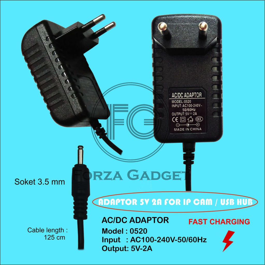 ADAPTOR CHARGER TRAVEL KAMERA CCTV 5V 2A (NO JACK). 5V 2A. 12V 1A. 12V 2A. 12V 2A (NO JACK) Original