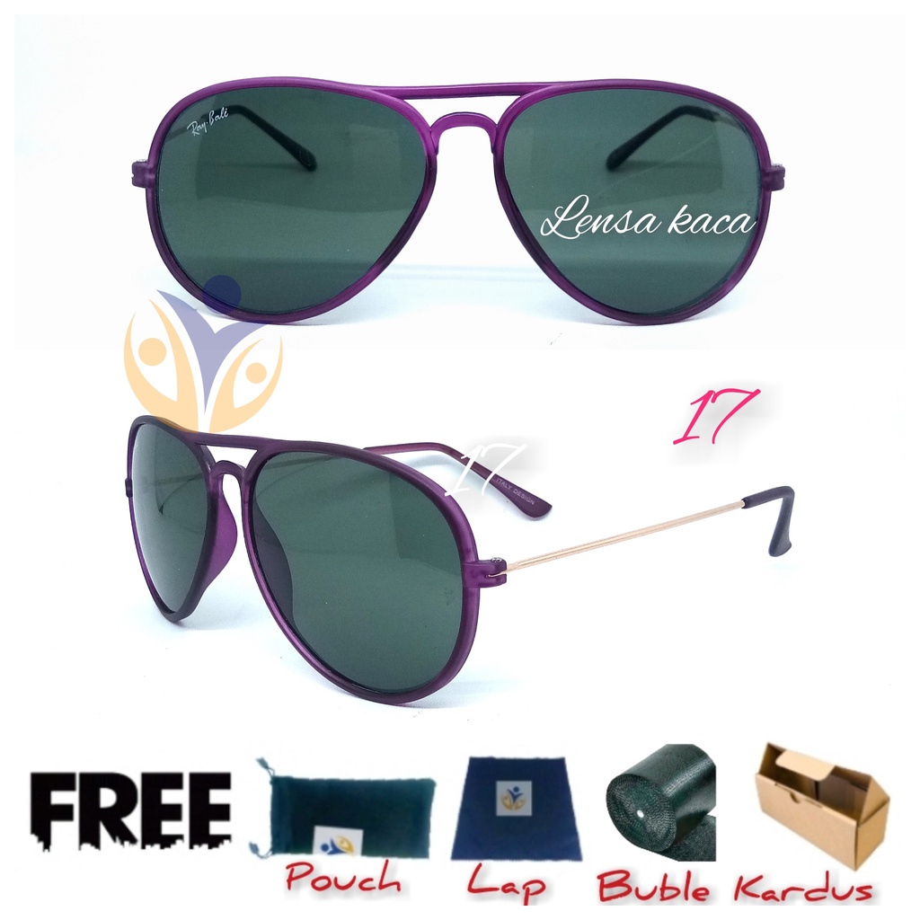 Kacamata hitam aviator lensa kaca UV Protection