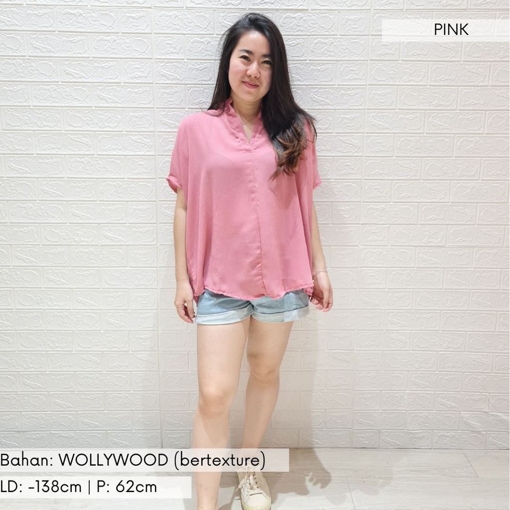 2904 CARITA OVERSIZE TOP BLOUSE BIGSIZE JUMBO FELICIA BLOUSE-PINK wollywood