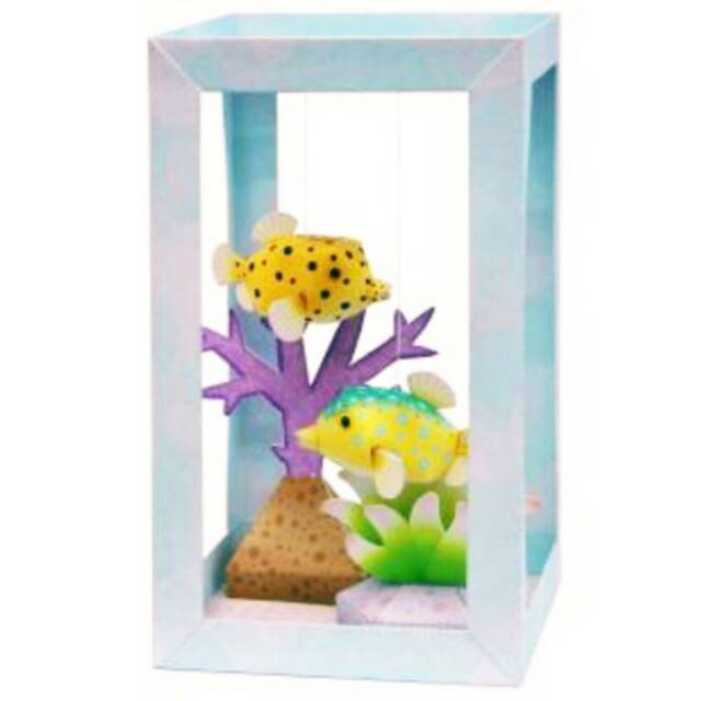 DIY miniatur Papercraft Pajangan Aquarium Kertas Ikan Bluespotted