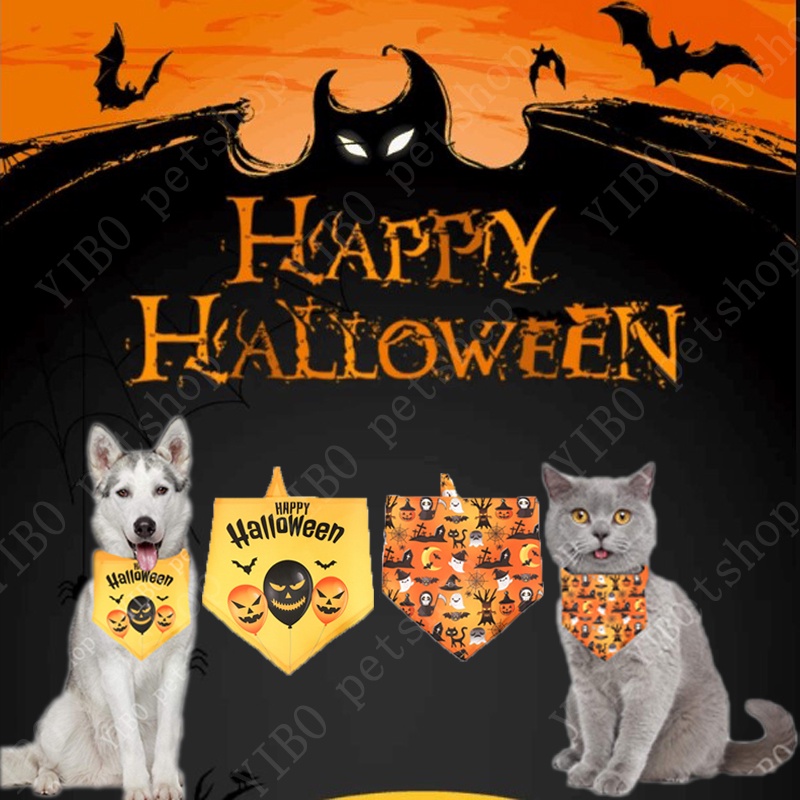 Bandana / Syal / Bib Anjing / Kucing Kecil Motif Halloween