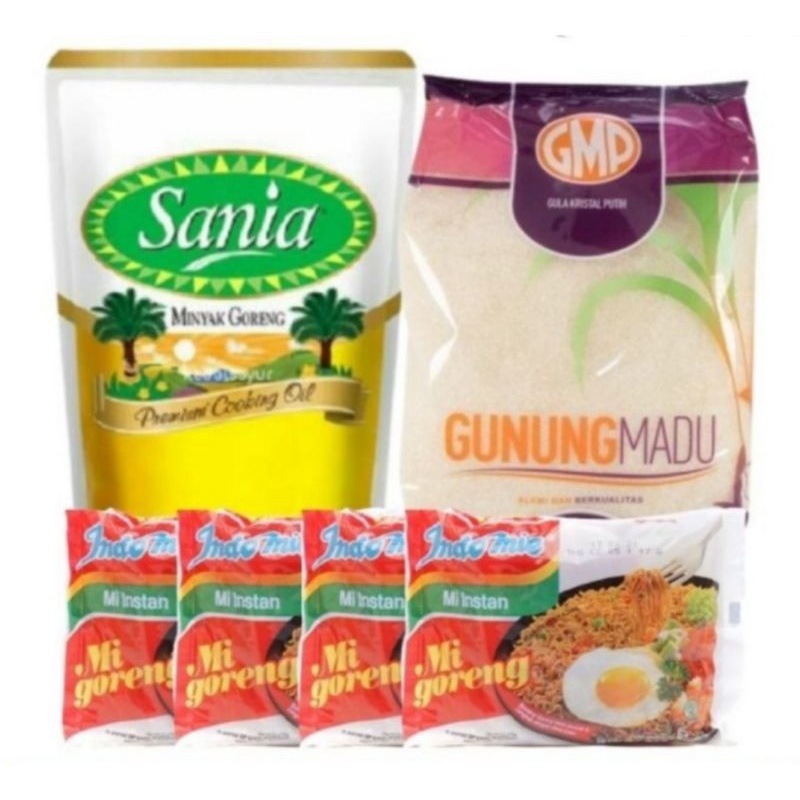 

Paket Sembako Murah (Minyak 1 L, Gula 1 kg, Indomie 4 pcs)