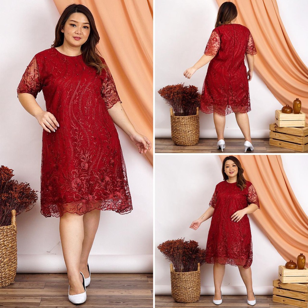 Dress Tile XXL Bigsize Jumbo Brukat Tile Bordir Gliter Mutiara Tulle Tille XXXL Dres Pesta