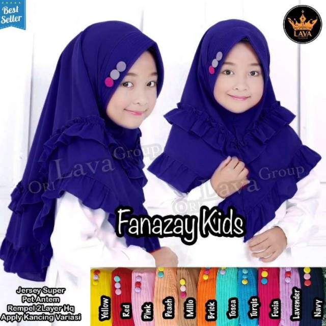 TERBARU  HIJAB ANAK2 LAYER REMPEL KANCING