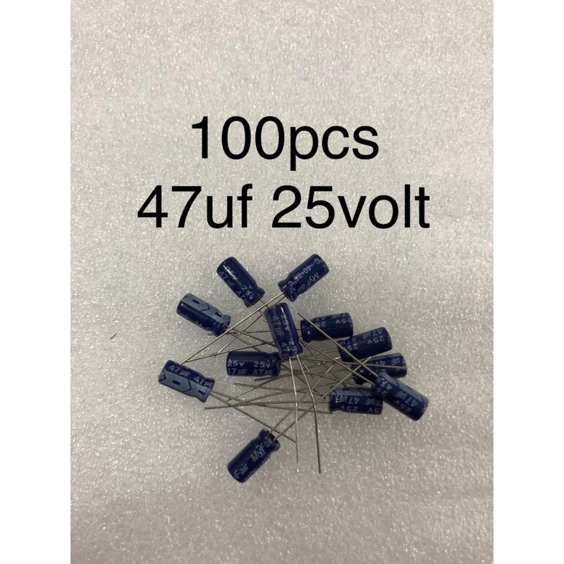 100Pcs Capacitor Elco 47uf 25v Kapasitor Elko 47uf 25v