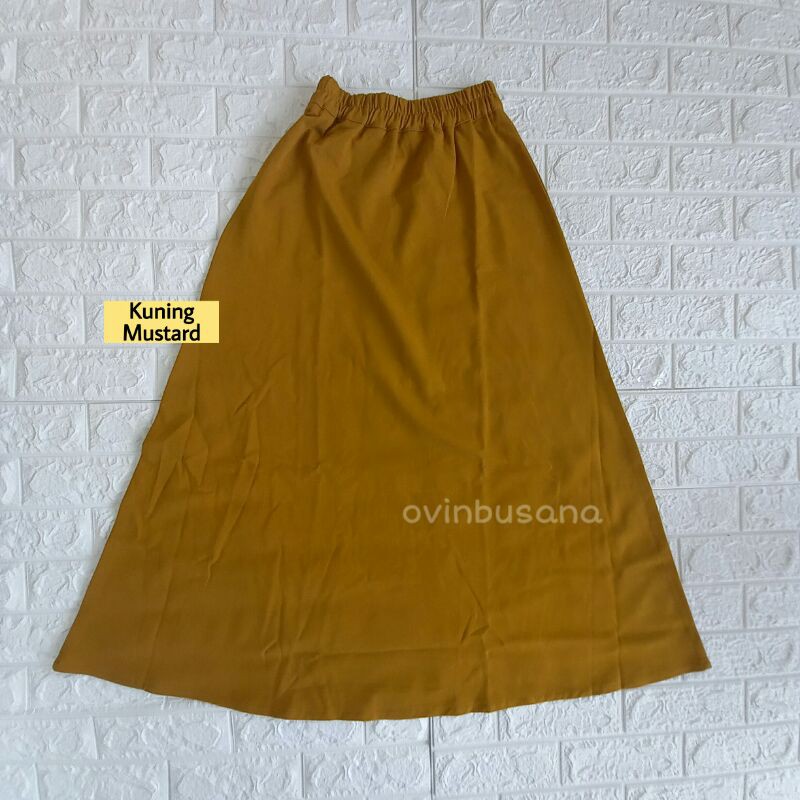 ROK DENIM KAOS POLOS / BASIC SKIRT - BAHAN PREMIUM, PANJANG, LEBAR, STRETCH / MELAR-Kuning
