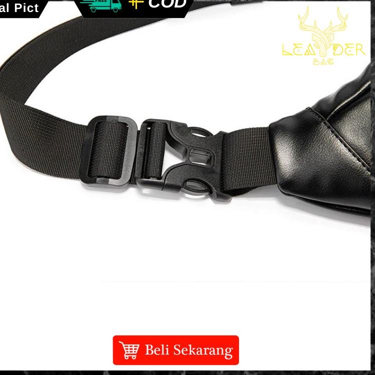 (READY) Waist Bag Kulit Pria Original Model Terbaru Warna Hitam Atau Tas Slempang Kulit Cowok Distro